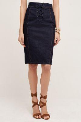 Joa Lace-up Denim Skirt