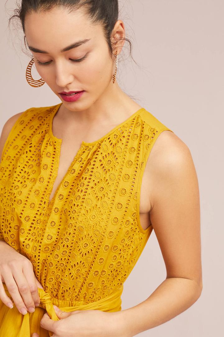Ne Quittez Pas Belted Eyelet Maxi Dress