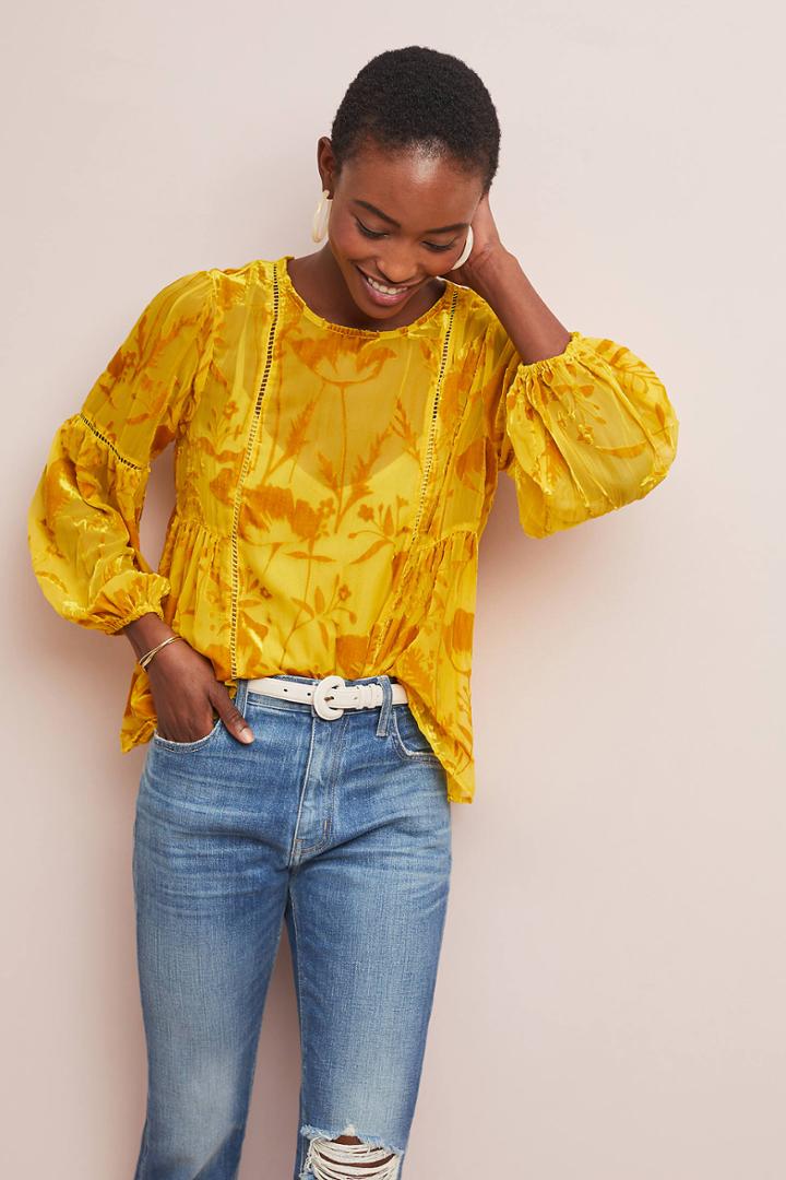 Meadow Rue Velvet Peasant Top