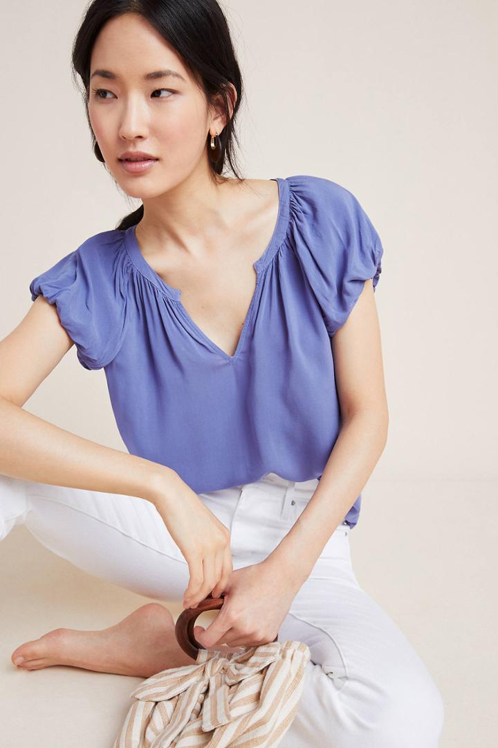 Velvet By Graham & Spencer Kona Flutter-sleeved Blouse