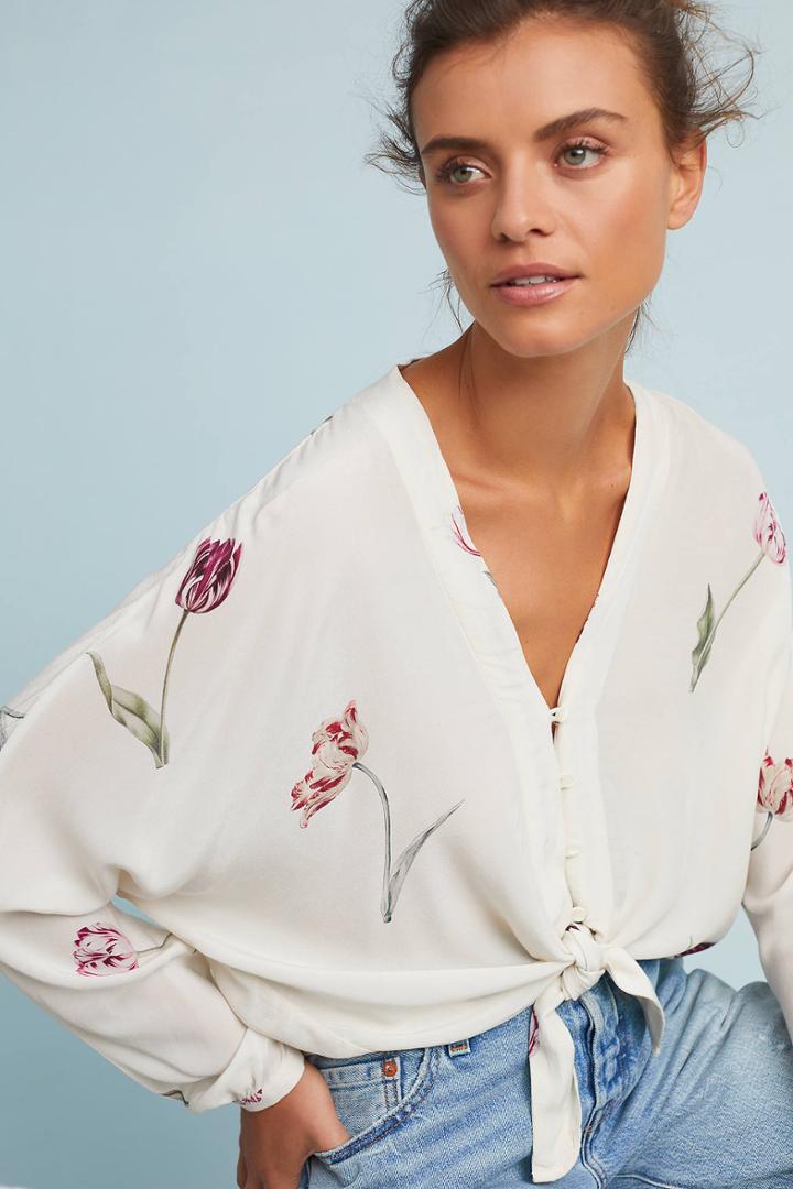 Rails Tulips Tie-front Buttondown