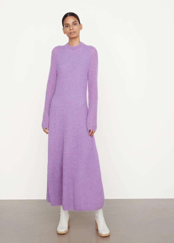 Vince Textured Long Sleeve Crew Neck Dress