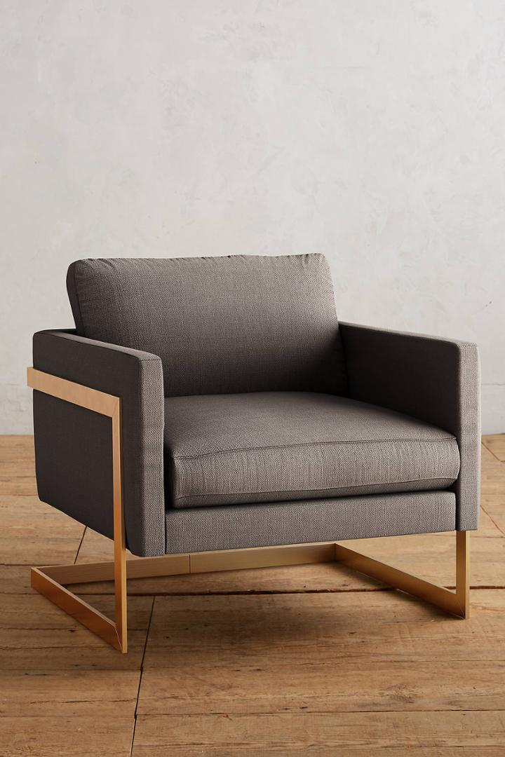 Anthropologie Basketweave Linen Meredith Chair