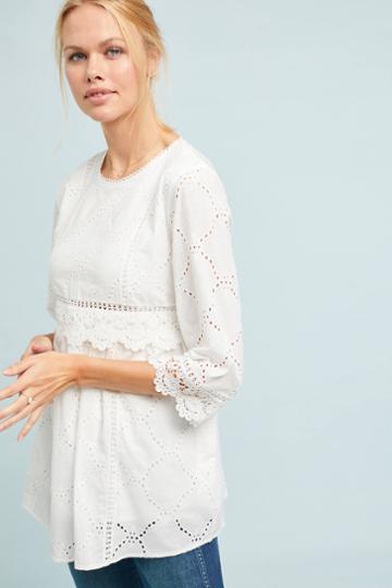 Blue Tassel Marcy Eyelet Top