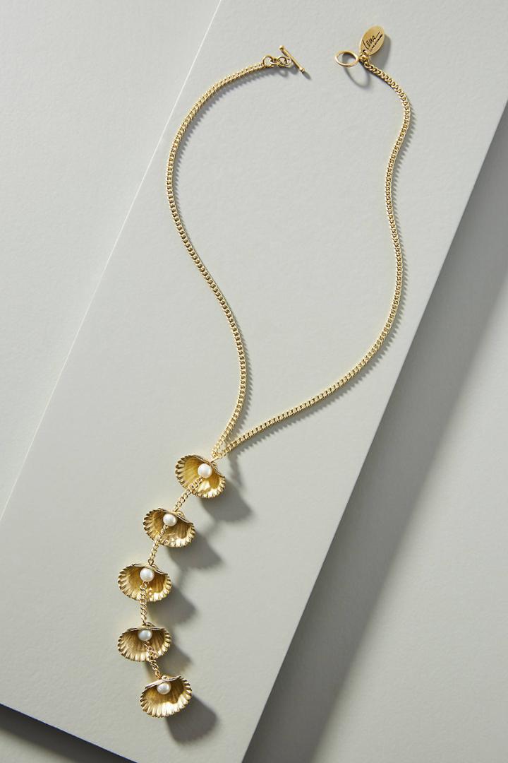 Lena Bernard Pearl Oyster Lariat Necklace