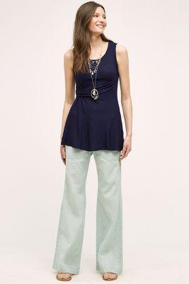 Pilcro Linen Wide-legs Blue Green