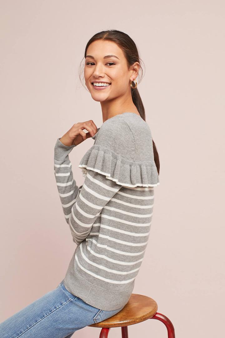 Tina + Jo Ruffled & Striped Pullover