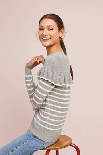Tina + Jo Ruffled & Striped Pullover