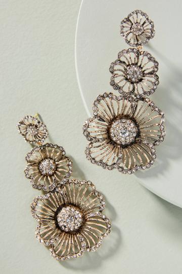 Azaara Crystal Flower Triple Drop Earrings
