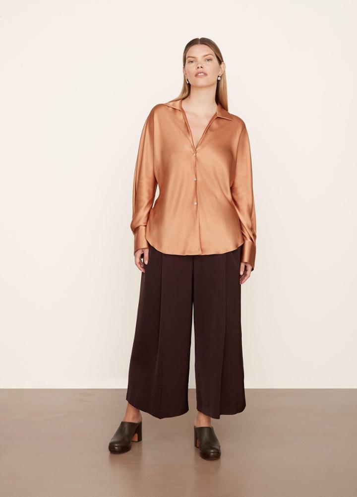 Vince Silk Bias Long Sleeve Blouse