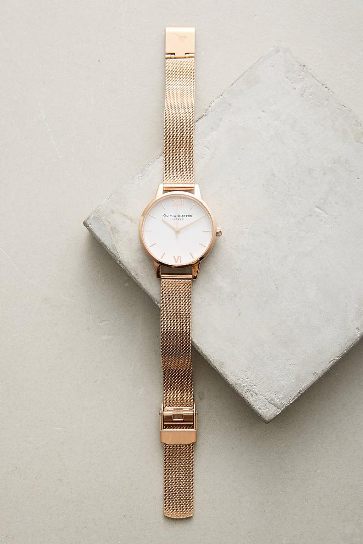 Olivia Burton York White Dial Mesh Watch