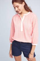 Rose And Rose Embroidered Henley Top