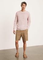Vince Plaited Linen Long Sleeve Crew Sweater