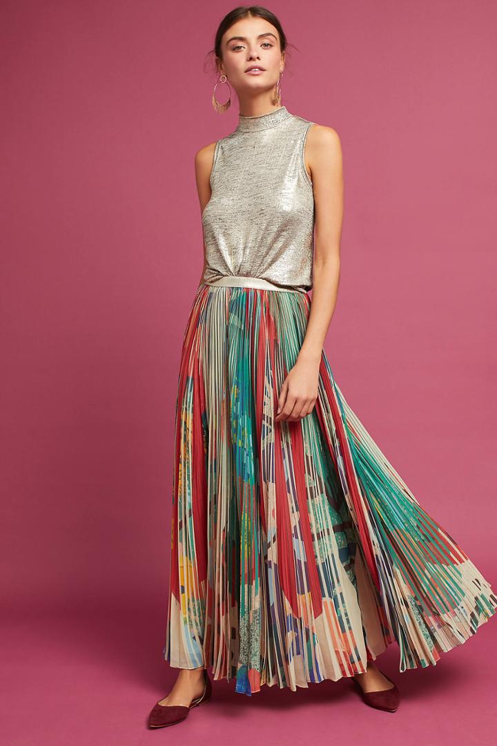 Geisha Designs Carmina Pleated Maxi Skirt