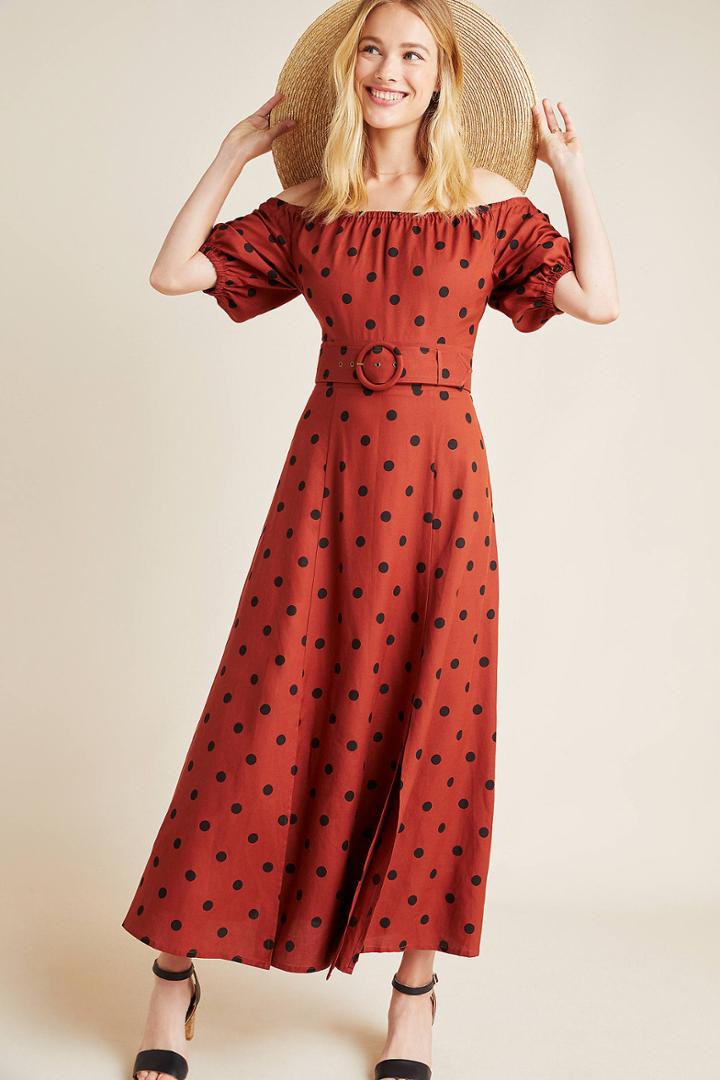Anthropologie Lucienne Off-the-shoulder Maxi Dress