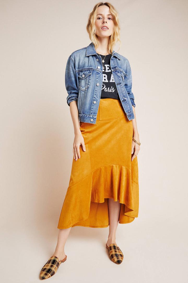 Maeve Cosima Flounced Midi Skirt