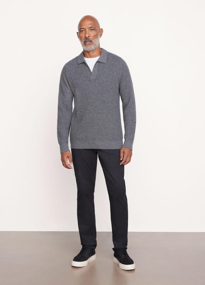 Vince Half Cardigan Long Sleeve Polo