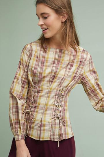 Guest Editor Gingham Corseted Top