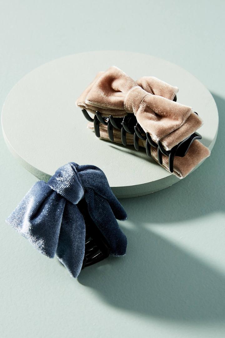 Anthropologie Velvet Bow Hair Clip Set