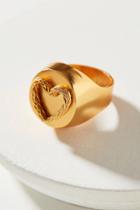 Anthropologie Liza Echeverry Love Is Love 24k Gold-plated Signet Ring
