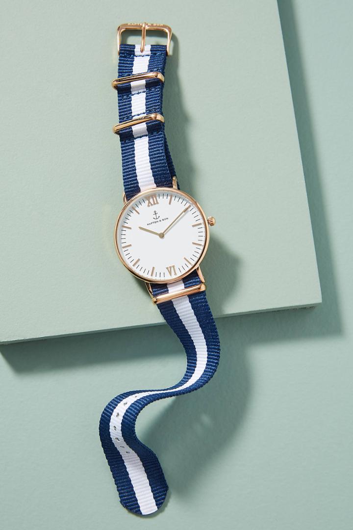 Anthropologie Navy Striped Watch