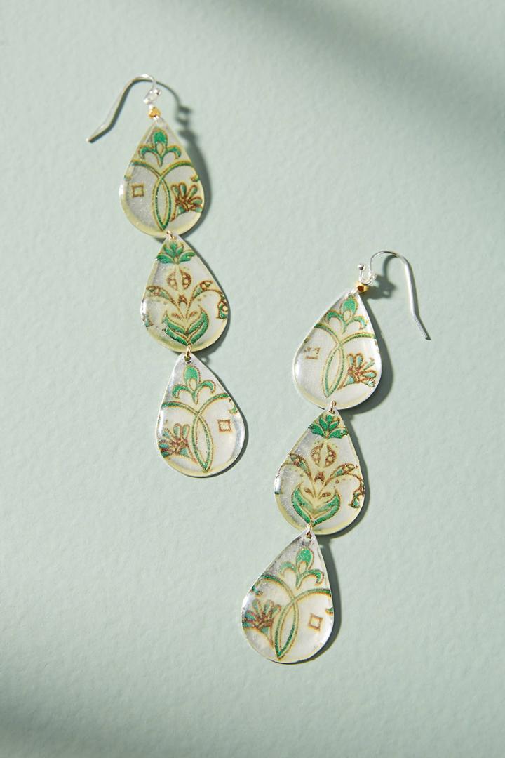 Anthropologie Painted Trio Drop Earrings