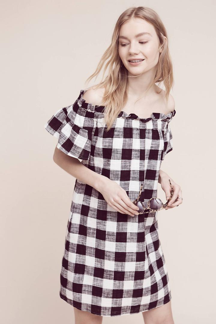 Corey Lynn Calter Gingham Off-the-shoulder Dress
