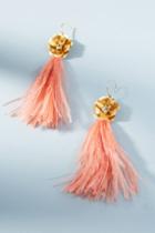 Anthropologie Feather & Flower Drop Earrings