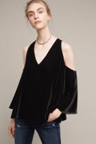 Tracy Reese Velvet Open-shoulder V-neck Blouse