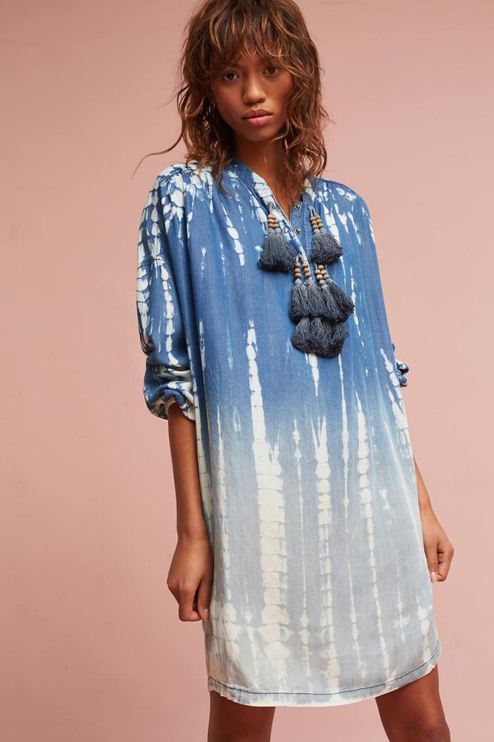 Tina + Jo Dina Tasseled Chambray Tunic Dress