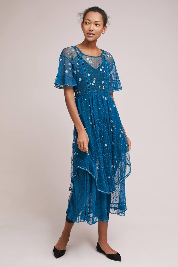 feuille embroidered tunic dress