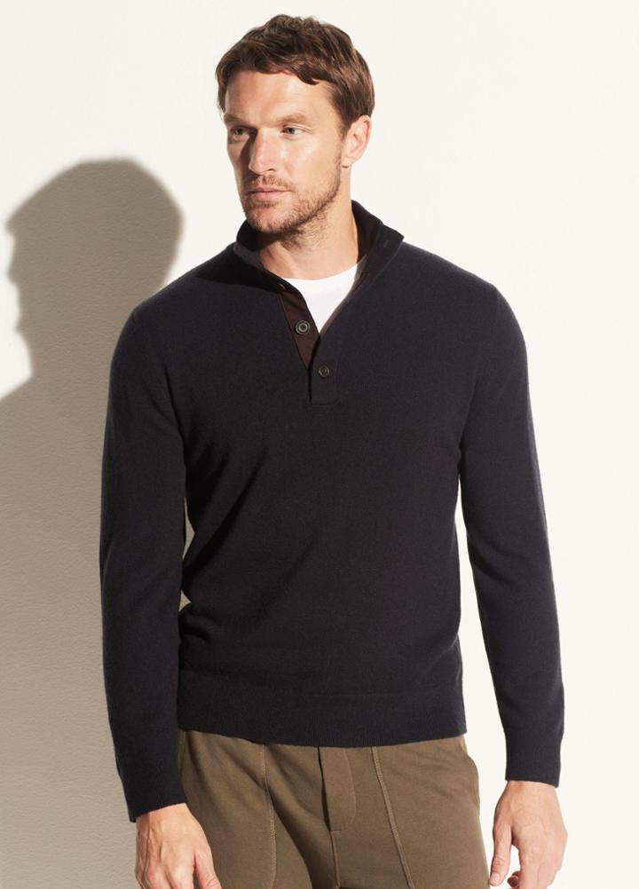 Vince Cashmere Mock Neck Henley