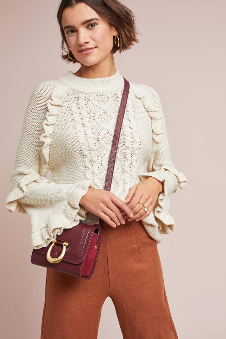 Bb Dakota Ruffled Cable-knit Sweater