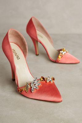 Vanina Embellished Esca Heels Coral