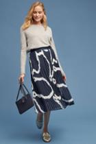Anthropologie Abstract Pleated Midi Skirt