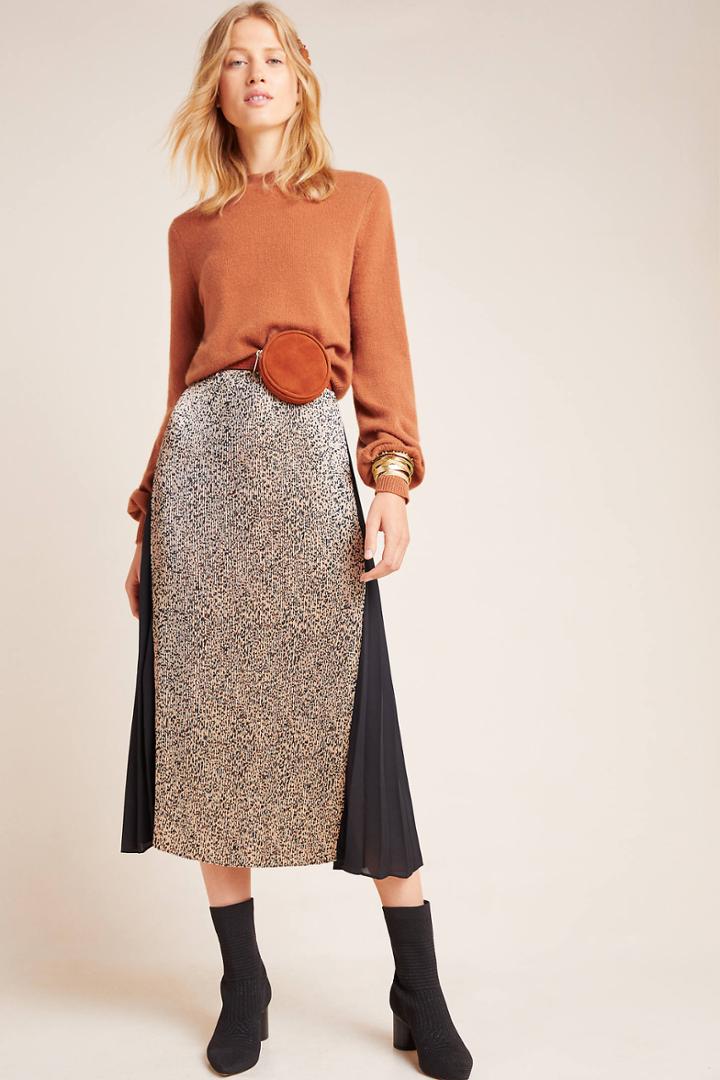 Current Air Riley Leopard Midi Skirt