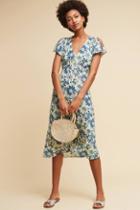 Anna Sui Daisies Flutter-sleeve Silk Dress