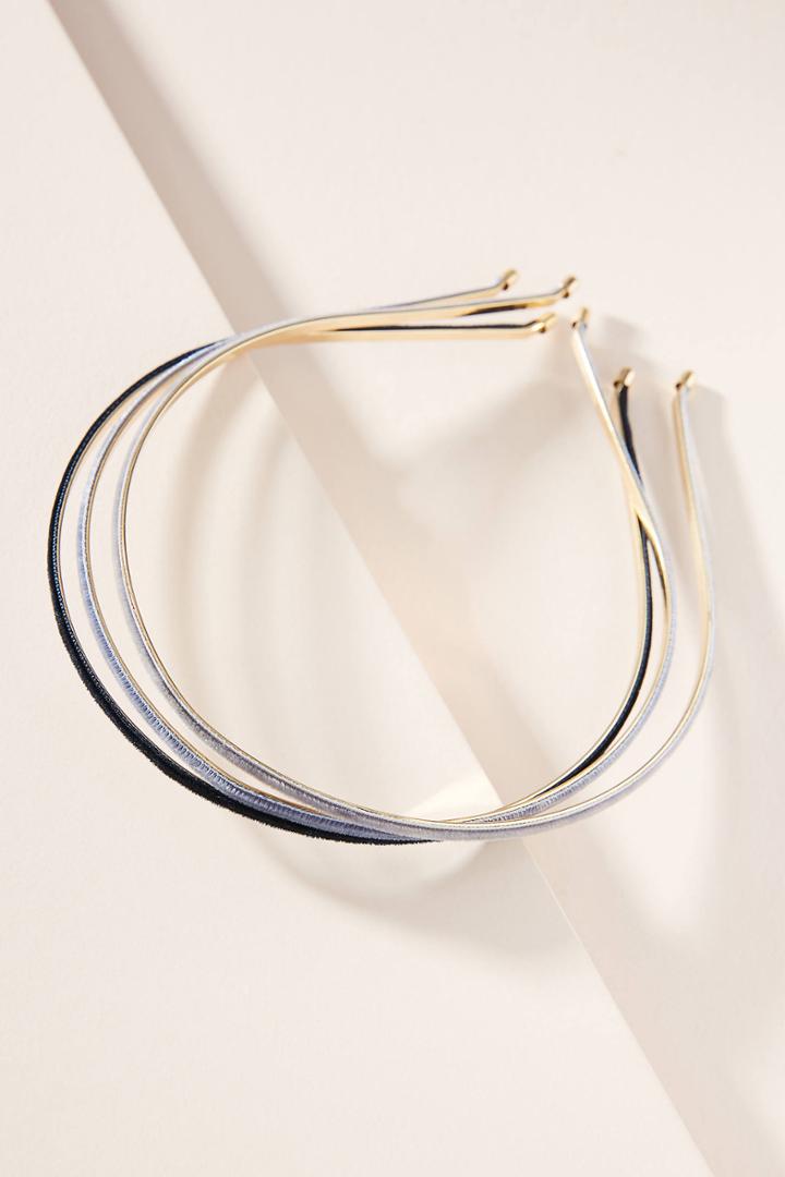 Anthropologie Thin Velvet Headband Set