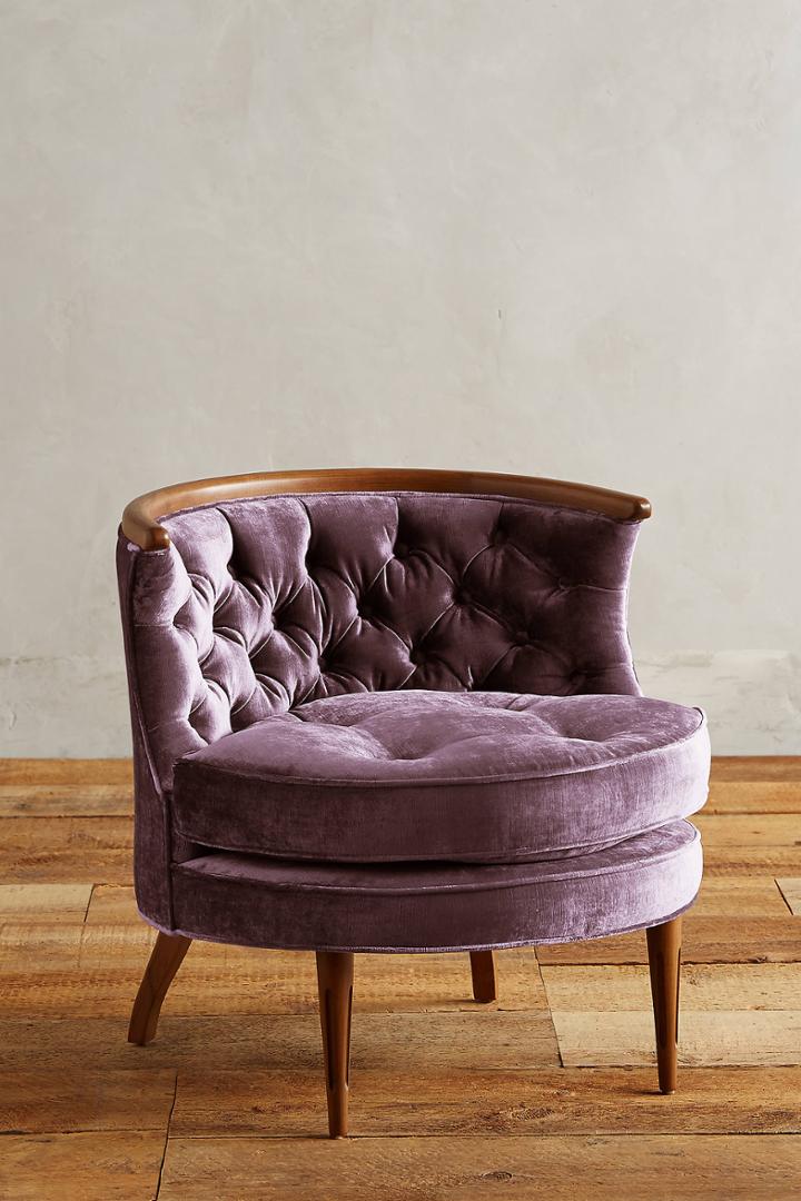 Anthropologie Slub Velvet Bixby Chair