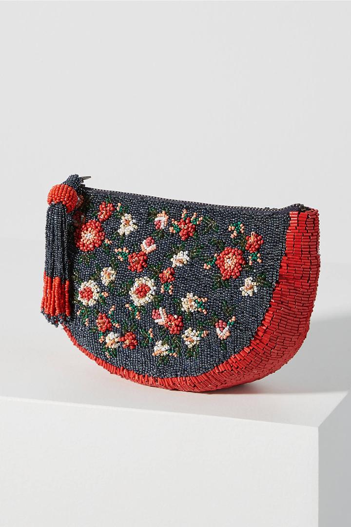 Anthropologie Hallie Floral-embellished Pouch