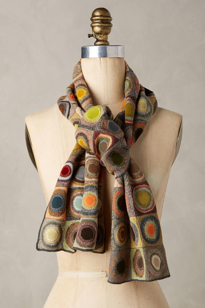 Sophie Digard Pieced Circles Wool Scarf