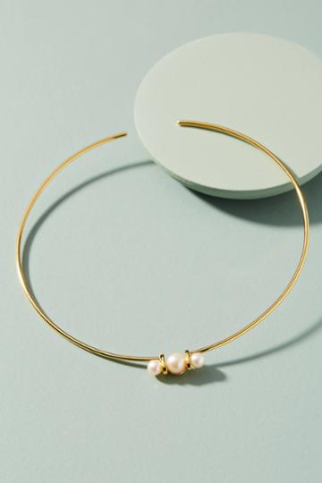 Gold Philosophy Triple Pearl Collar Necklace