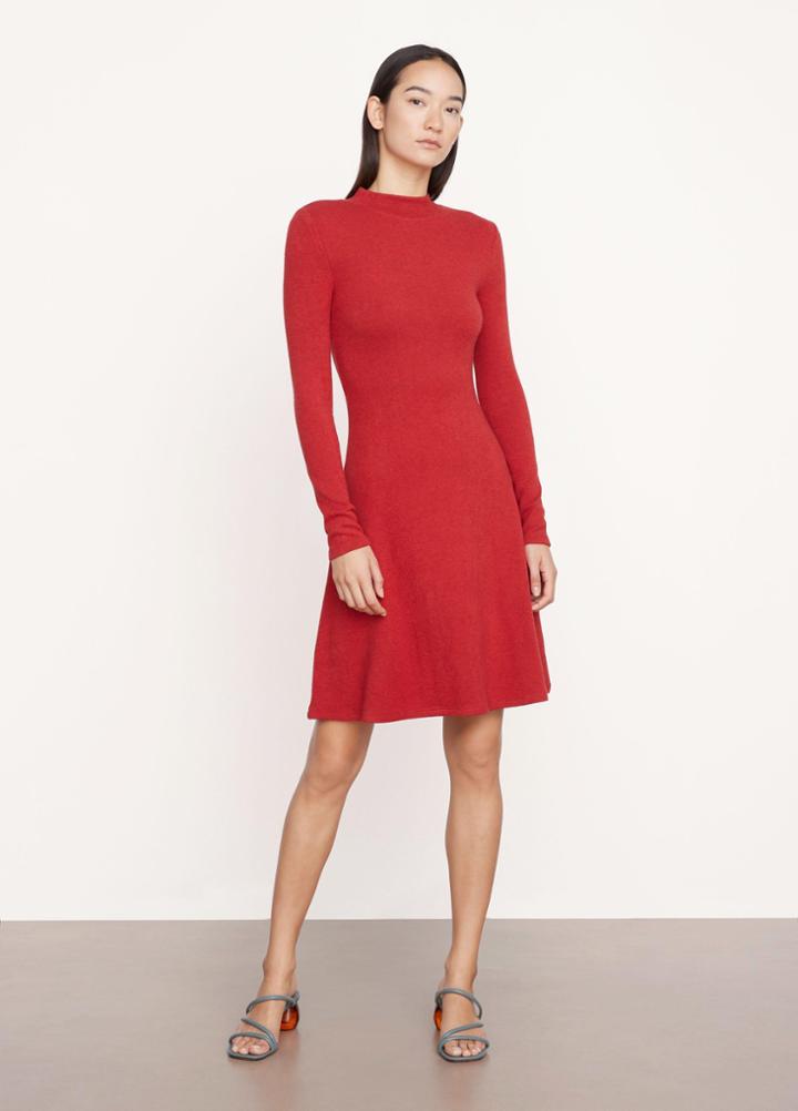 Vince Mock Neck Long Sleeve Dress