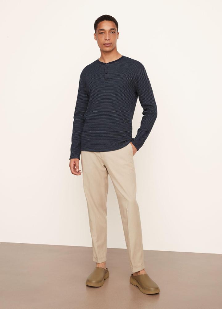 Vince Thermal Stripe Long Sleeve Henley