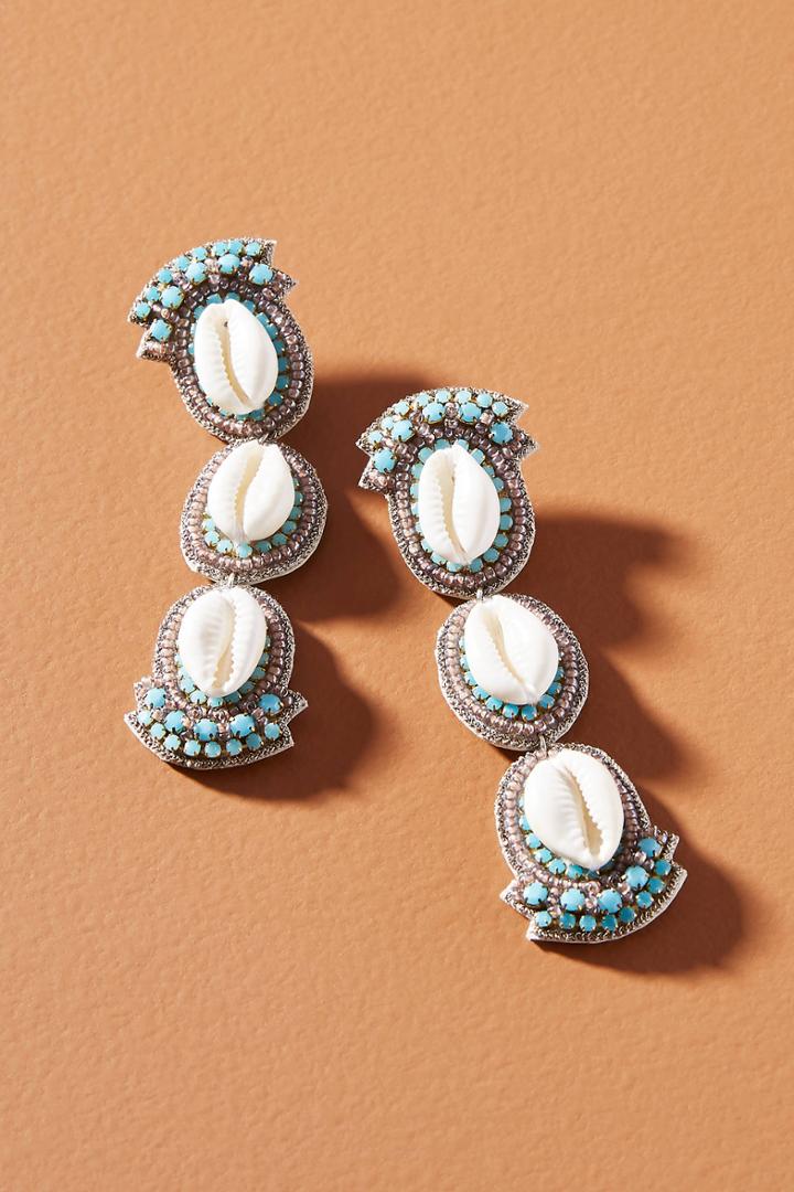 Suzanna Dai Three Shell Drop Earrings