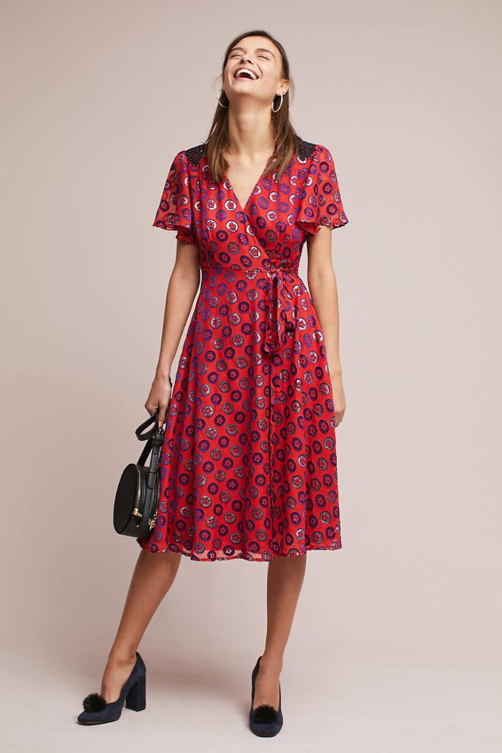 Kopal Adira Flutter-sleeve Wrap Dress