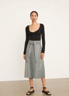Vince Stitched Belt Leather Skirt