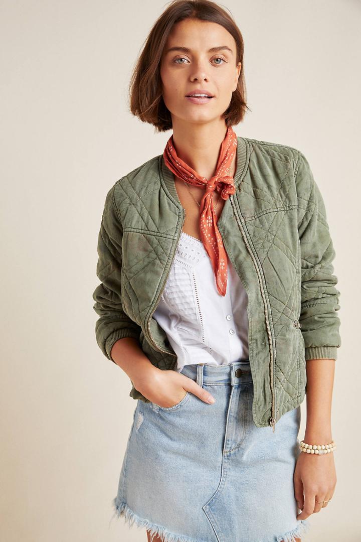 Anthropologie Valentina Quilted Bomber Jacket