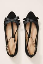 Anthropologie T-strap Bow Flats