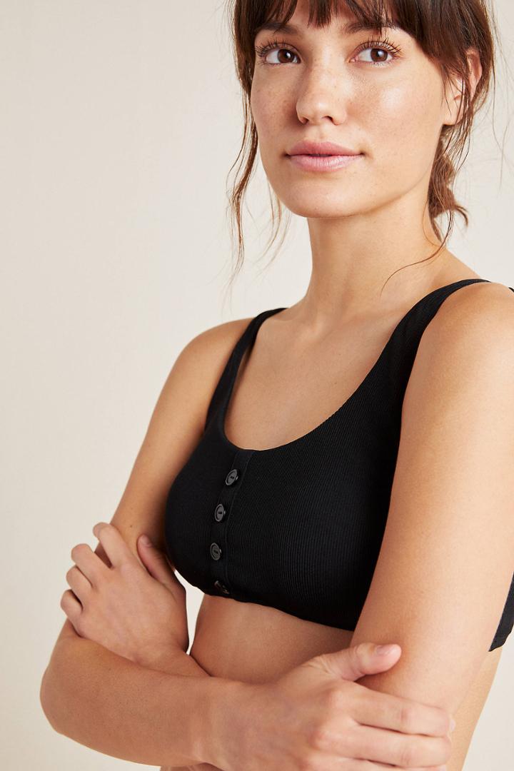 Anthropologie Ribbed Henley Bikini Bikini Top